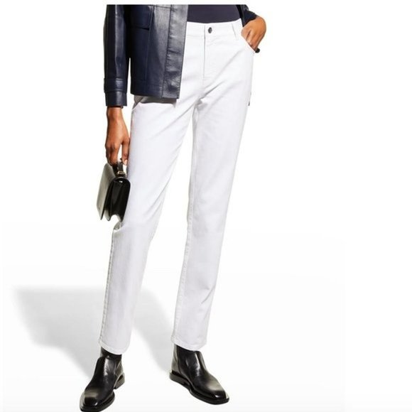 NWT$298 Lafayette 148 New York YARN-DYED DENIM WOOSTER JEAN in White 0 XS - Picture 3 of 15